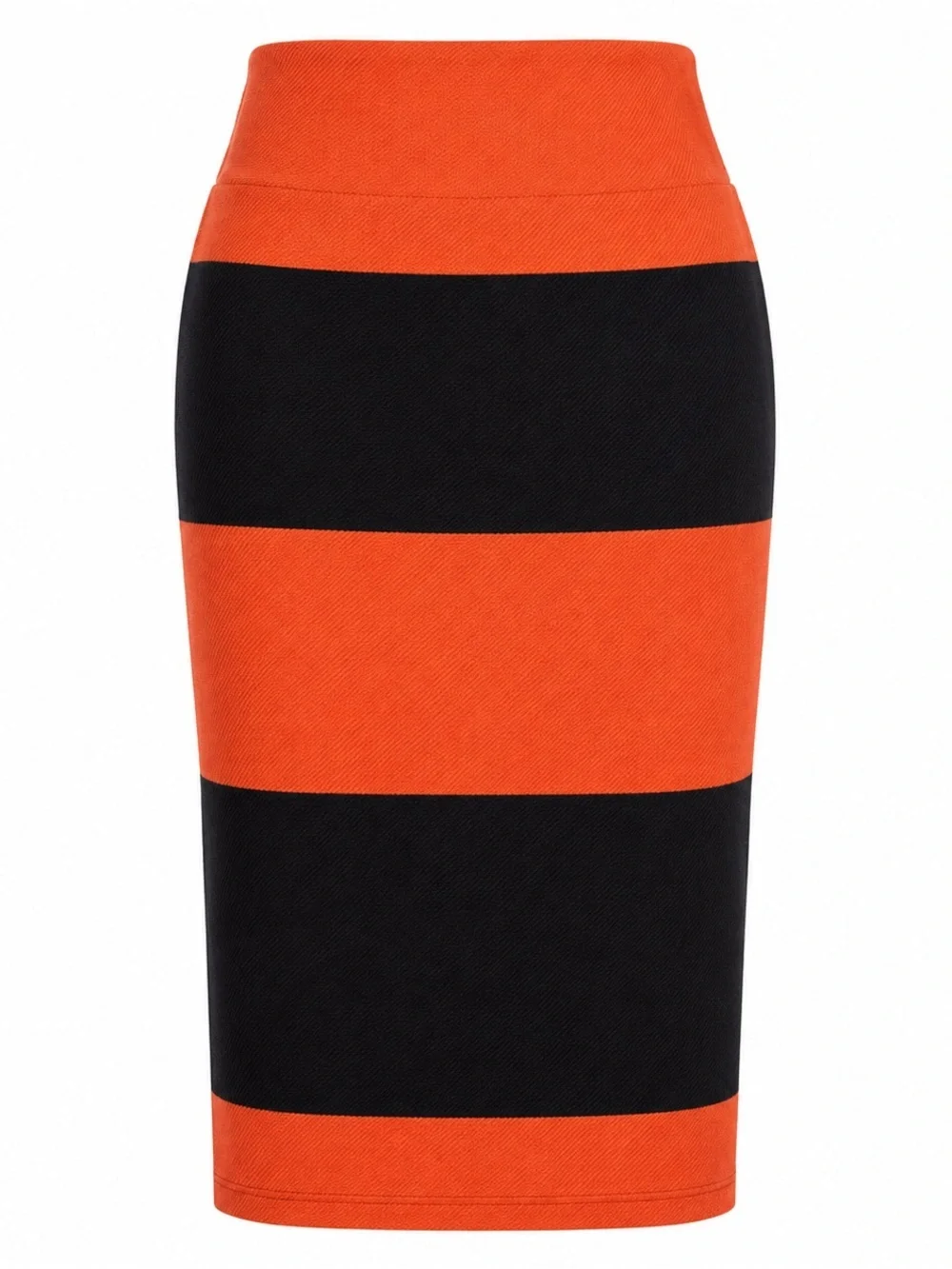 NWT LuLaRoe Cassie Pencil Skirt XS Orange Black Striped Stretch Textured Midi